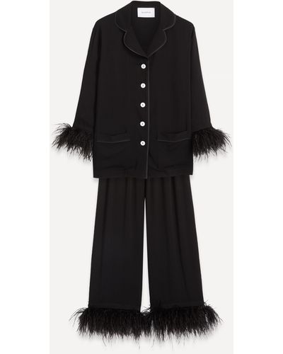 Sleeper Women's Party Feather-trim Pyjama Set - Black
