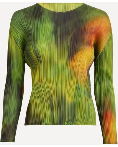 Pleats Please Issey Miyake Women's Turnip & Spinach Pleated Top 5 - Green