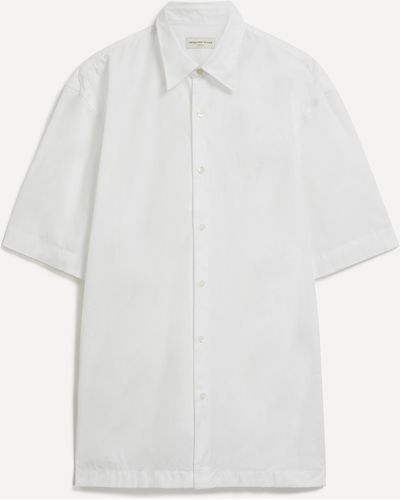 Dries Van Noten Mens Short Sleeve Cotton Shirt - White