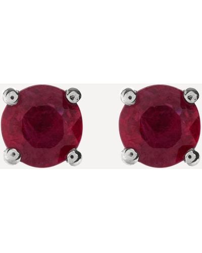 Kojis 18ct White Gold Ruby Stud Earrings - Red