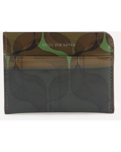 Dries Van Noten Mens Logo Embossed Printed Cardholder One Size - Green