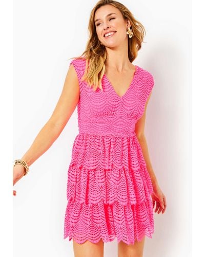 Lilly Pulitzer Faye Lace Ruffle Dress - Pink