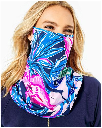 Lilly Pulitzer Women's Lilly Printed Adult Gaiter Mask In Navy Blue, Sugar Mambo Engineered Chilly Lilly - In Navy Blue