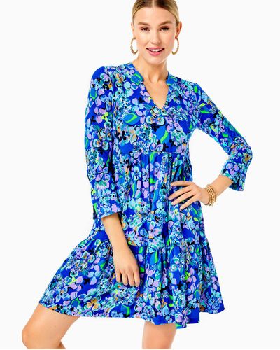 Lilly Pulitzer Women's Alaina Dress In Blue Size 2xs, Twilight Tropics - In Blue