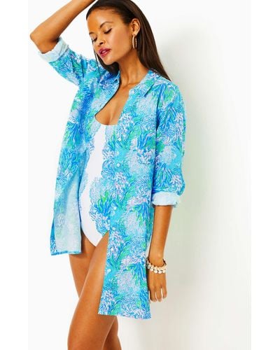 Lilly Pulitzer Sea View Linen Cover-up - Blue