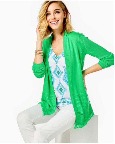 Lilly Pulitzer Women's Noble Fringe Cardigan In Green Size 2xs - In Green
