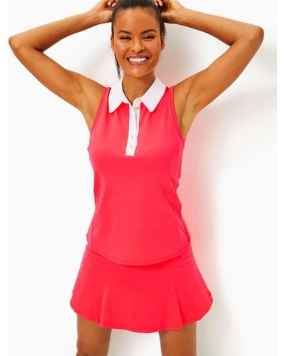 Lilly Pulitzer Upf 50+ Luxletic Imara Polo Top - Red