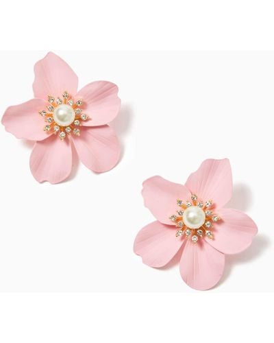 Lilly Pulitzer Oversized Pearl Orchid Earrings - Pink