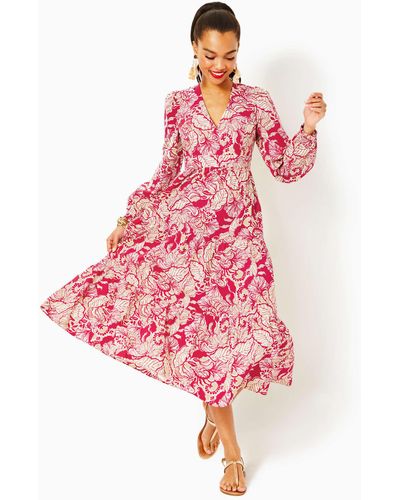 Lilly Pulitzer Tinslee Long Sleeve Midi Dress - Pink