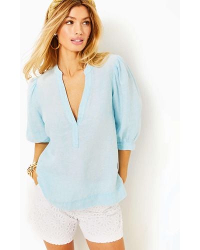 Lilly Pulitzer Mialeigh Linen Top - Blue