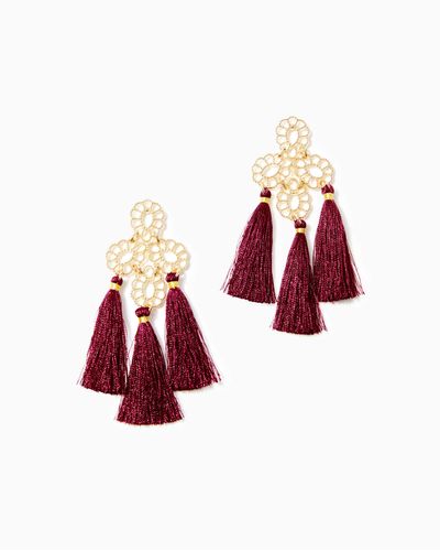 Lilly Pulitzer Women's Island Vibes Tassel Earrings In Red - In Red - Pink