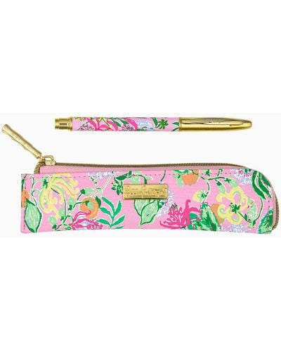 Lilly Pulitzer Pen With Pouch - White