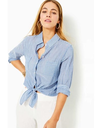 Lilly Pulitzer Sea View Button Down Top - Blue
