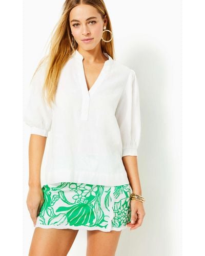 Lilly Pulitzer Mialeigh Linen Top - White