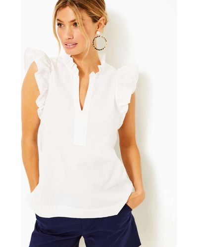 Lilly Pulitzer Klaudie Ruffle Sleeve Top - White