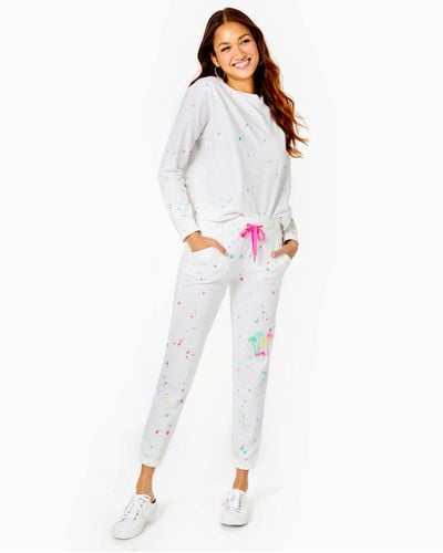 Lilly Pulitzer Women's 28" Mallie Knit Pant In White Size 2xs, Splattered Paint - In White