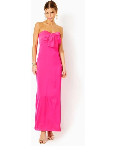 Lilly Pulitzer Carlynn Satin Maxi Bow Dress - Pink