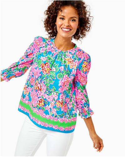 Lilly Pulitzer Women's Trista Top Size 2xs, Rose To The Occasion Engineered Woven To - Multicolor