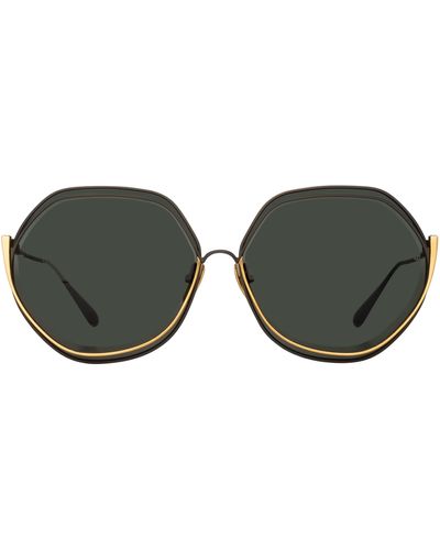 Linda Farrow Aspen Hexagon Sunglasses - Brown