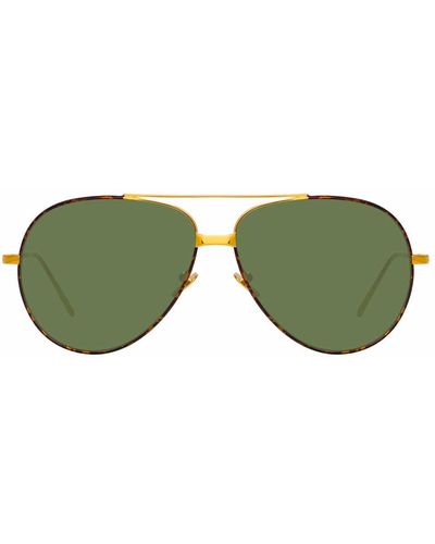Linda Farrow Salem C14 Aviator Sunglasses - Green