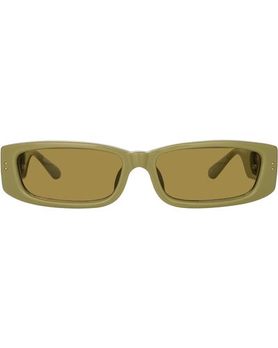 Linda Farrow Talita Rectangular Sunglasses - Green