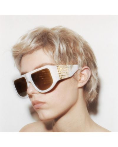 Linda Farrow 'it Girl' With Crystals, Oversized Sunglasses - Gray