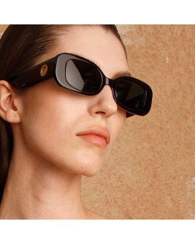 Linda Farrow The Lola | Rectangular Sunglasses - Black