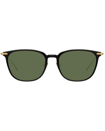 Linda Farrow Linear Wright A C8 Rectangular Sunglasses - Green