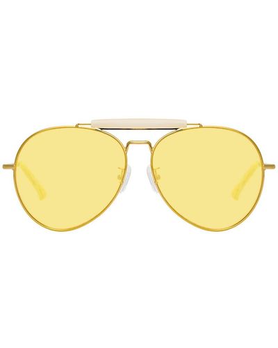 Linda Farrow Dries Van Noten 187 C2 Aviator Sunglasses - Metallic