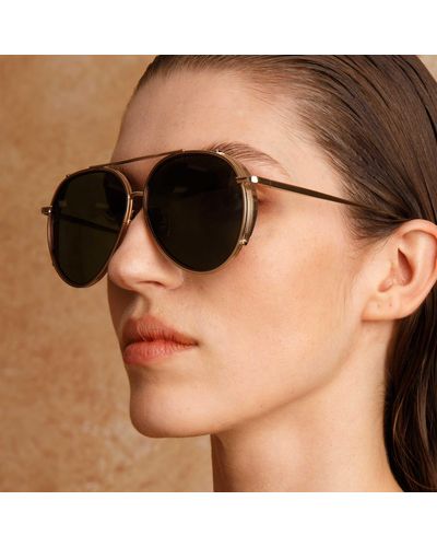 Linda Farrow Torino Aviator Sunglasses - Black