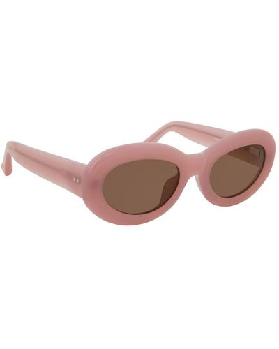 Linda Farrow Dries Van Noten 135 C6 Oval Sunglasses - Pink
