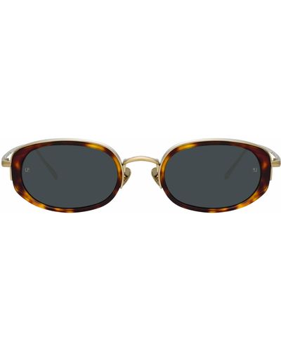 Linda Farrow Rosie Oval Sunglasses - Brown