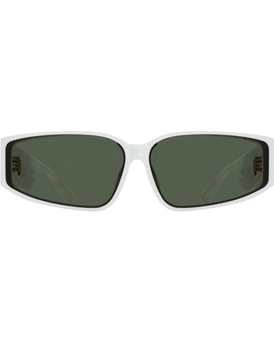 Linda Farrow Alexis Angular Sunglasses - Green
