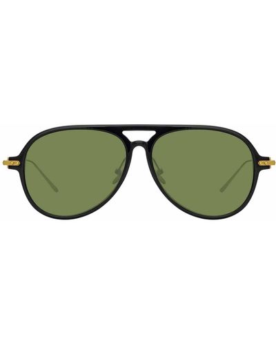 Linda Farrow Linear Gilles C3 Aviator Sunglasses - Green