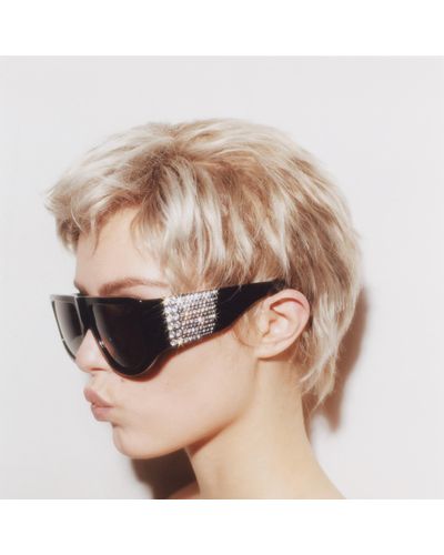Linda Farrow 'it Girl' With Crystals, Oversized Sunglasses - Gray