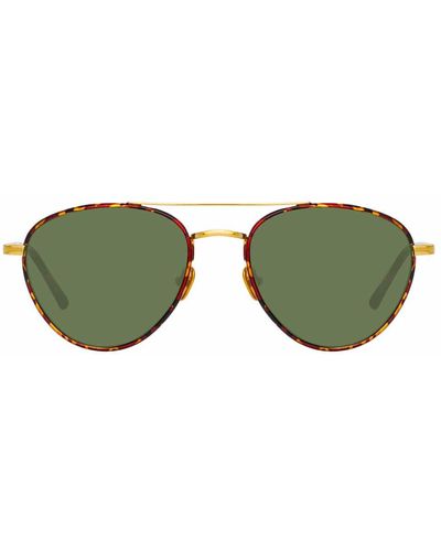 Linda Farrow Brodie C2 Aviator Sunglasses - Green