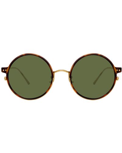Linda Farrow Lara C2 Round Sunglasses - Green
