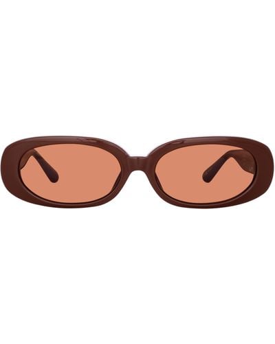 Linda Farrow Cara Oval Sunglasses - Brown