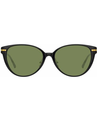 Linda Farrow Linear Arch C7 Cat Eye Sunglasses - Green