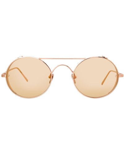 Linda Farrow 427 C13 Oval Sunglasses - Natural