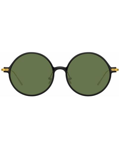 Linda Farrow Linear Savoye C9 Round Sunglasses - Green