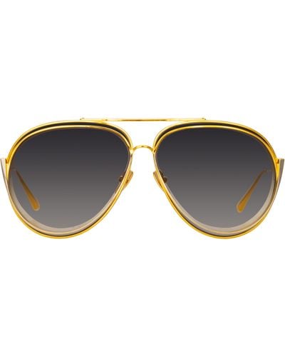 Linda Farrow Francisco Aviator Sunglasses - Orange