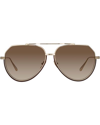 Linda Farrow Bayer Aviator Sunglasses - Brown