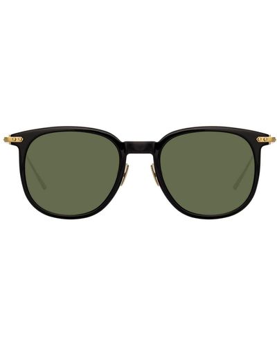 Linda Farrow Linear Stern A C8 Square Sunglasses - Green
