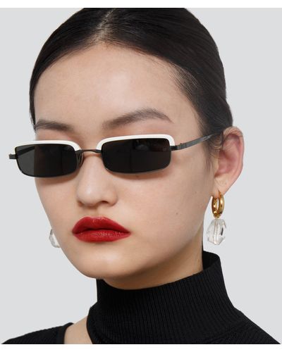Linda Farrow Leona Rectangular Sunglasses - Black