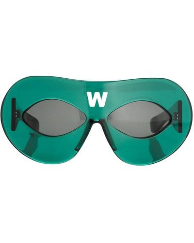Linda Farrow Walter Van Beirendock 3 C5 Mask Sunglasses - Green