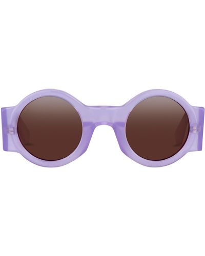 Linda Farrow Dries Van Noten 98 C12 Round Sunglasses - Purple