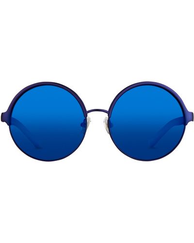 Linda Farrow Matthew Williamson 155 C6 Round Sunglasses - Blue