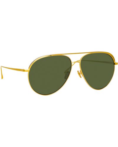 Linda Farrow Roberts Aviator Sunglasses - Green