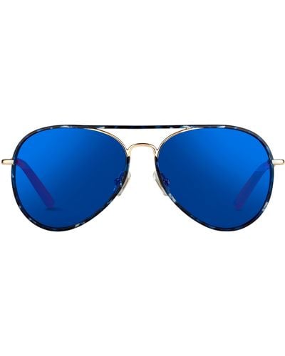 Linda Farrow Matthew Williamson 154 C3 Aviator Sunglasses - Blue